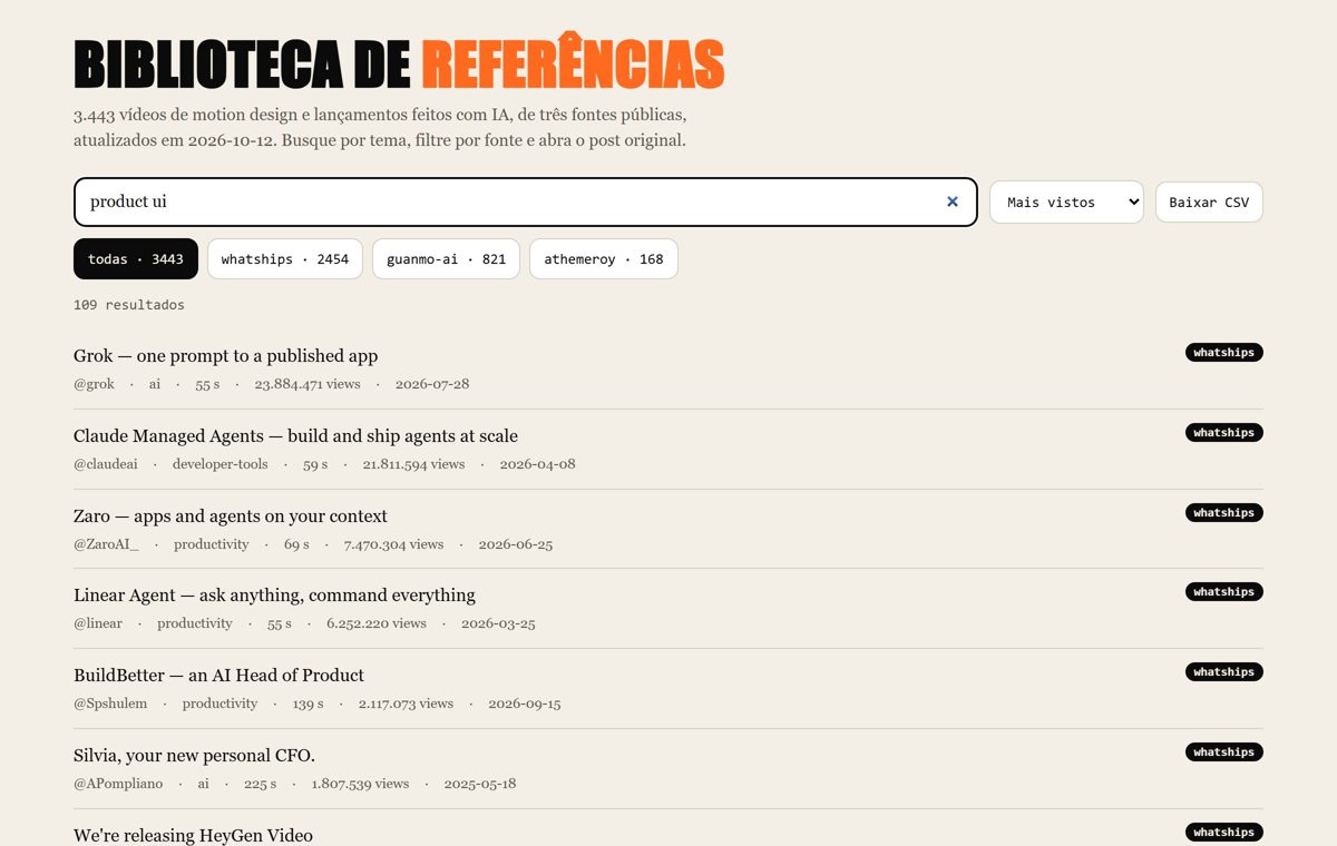 A biblioteca de referências com a busca product ui: 109 resultados entre 3.443 vídeos